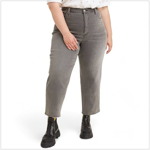 Levi's Grey Ribcage Straight Ankle Denim Stretch Jeans NWT NEW Plus 20W M - Picture 1 of 7